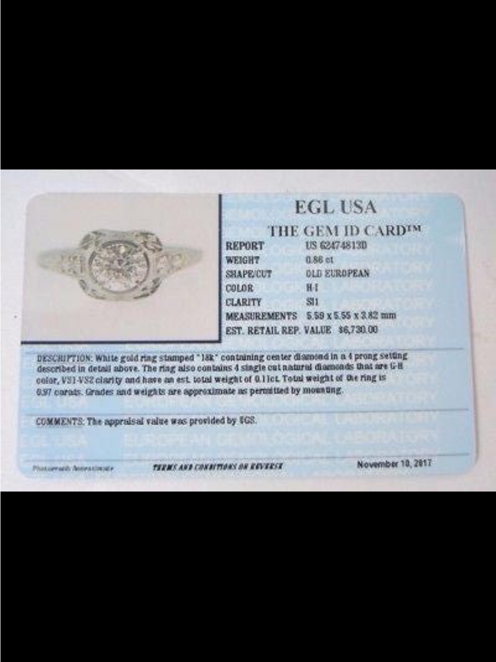 Art Deco 97ct 1920s Antique Old European Cut Diamond 18k white gold ring estate - Picture 14 of 14